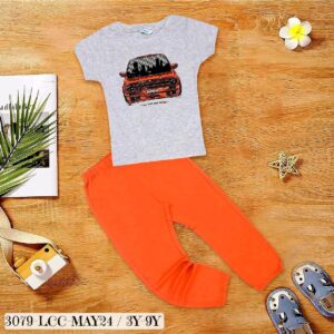 Online Kids Wear: Grey T-Shirt & Orange Pajamas