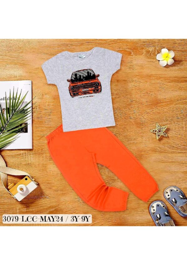 Online Kids Wear: Grey T-Shirt & Orange Pajamas