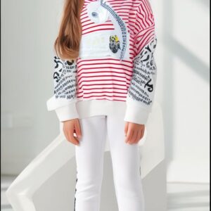 Baby and Mummy Kids Wear : red and white Striped Sweater