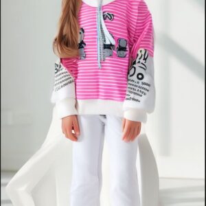 Baby and Mummy Kids Wear : pink and white Striped Sweater