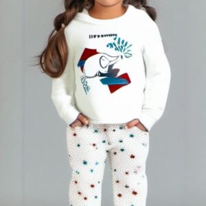 Baby and Mummy: White Sweatshirt & Matching Pants Set