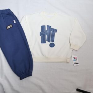 Kids Wear: White Sweatshirt & Soft Blue Sweatpants